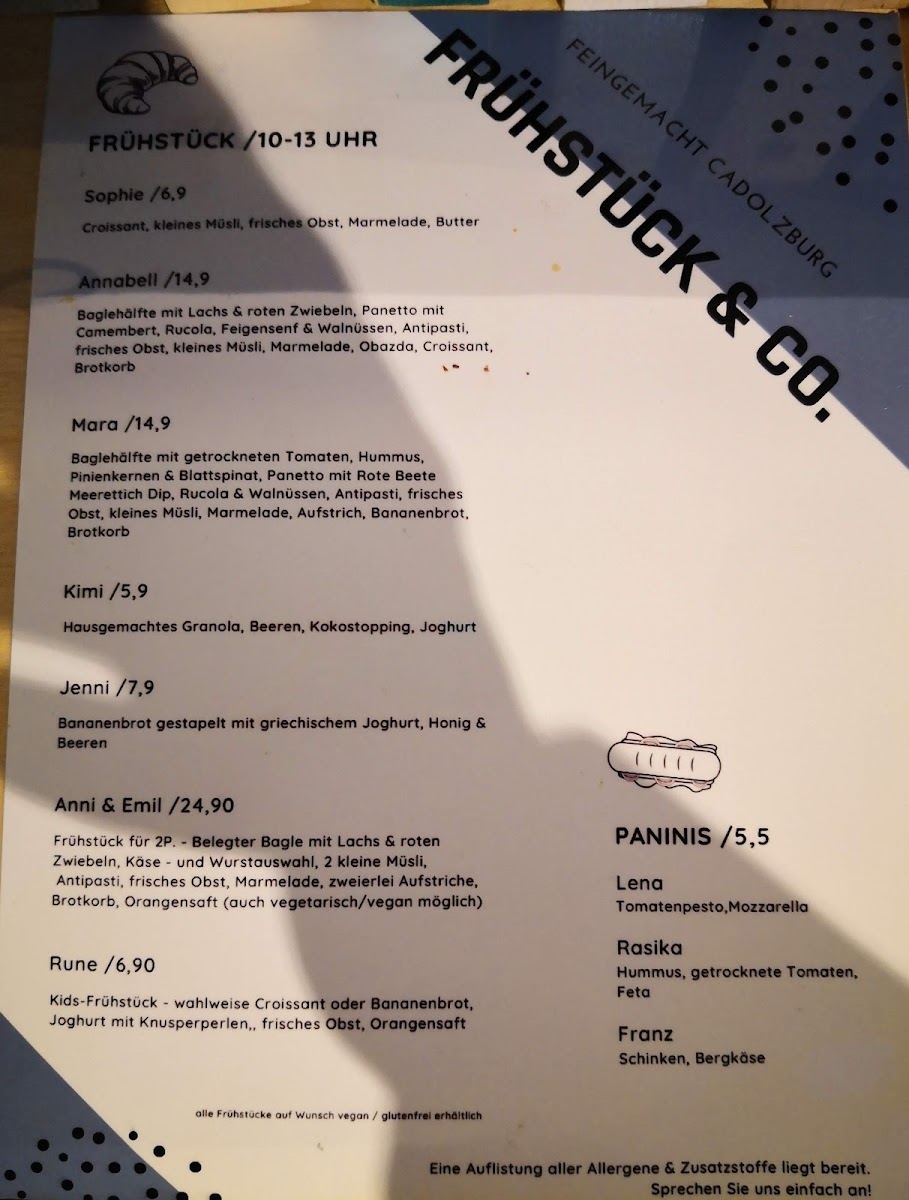 feingemacht menu board