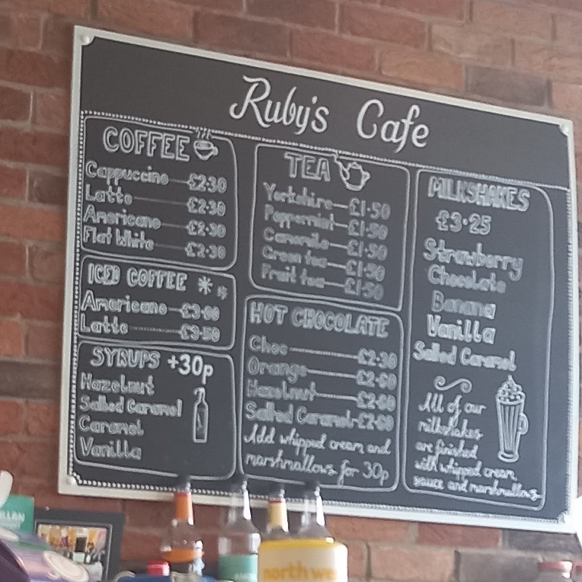 Ruby's of Morecambe menu board