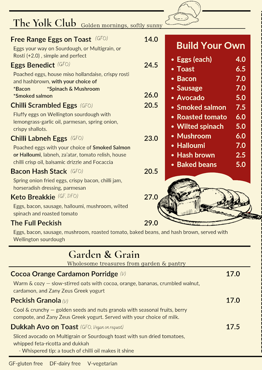 Peckish Jr. Cafe menu board