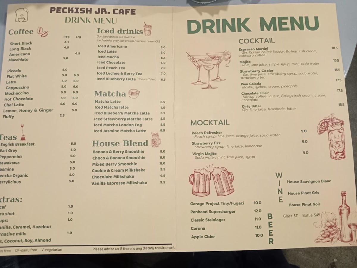 Peckish Jr. Cafe menu board