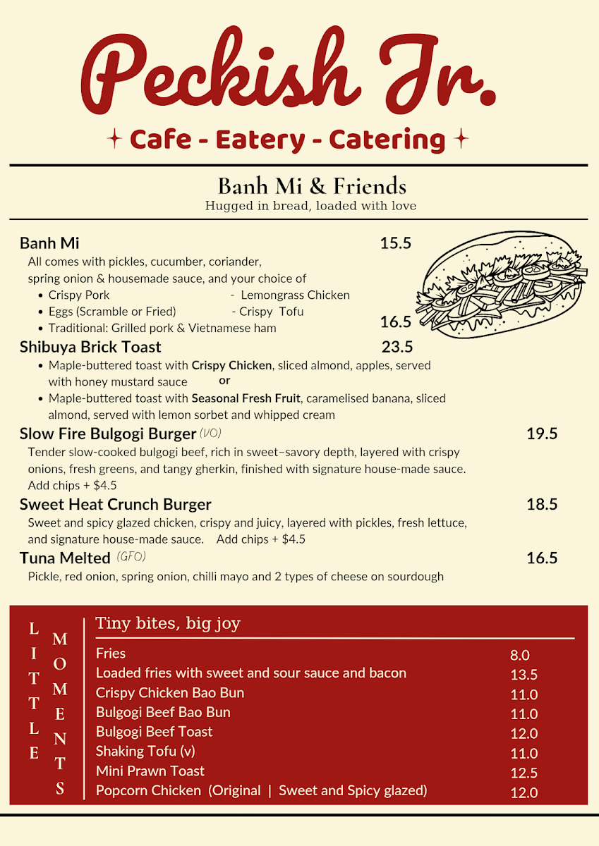 Peckish Jr. Cafe menu board