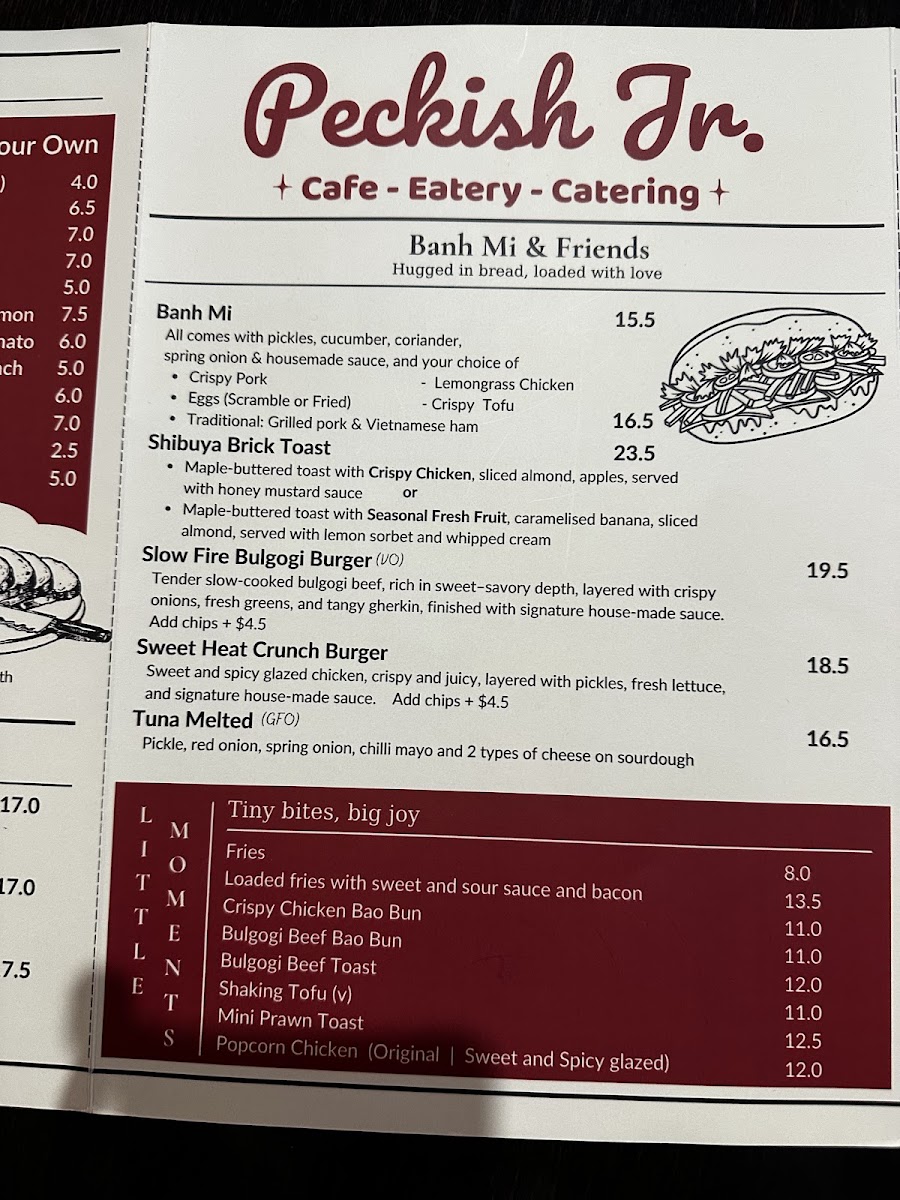 Peckish Jr. Cafe menu board