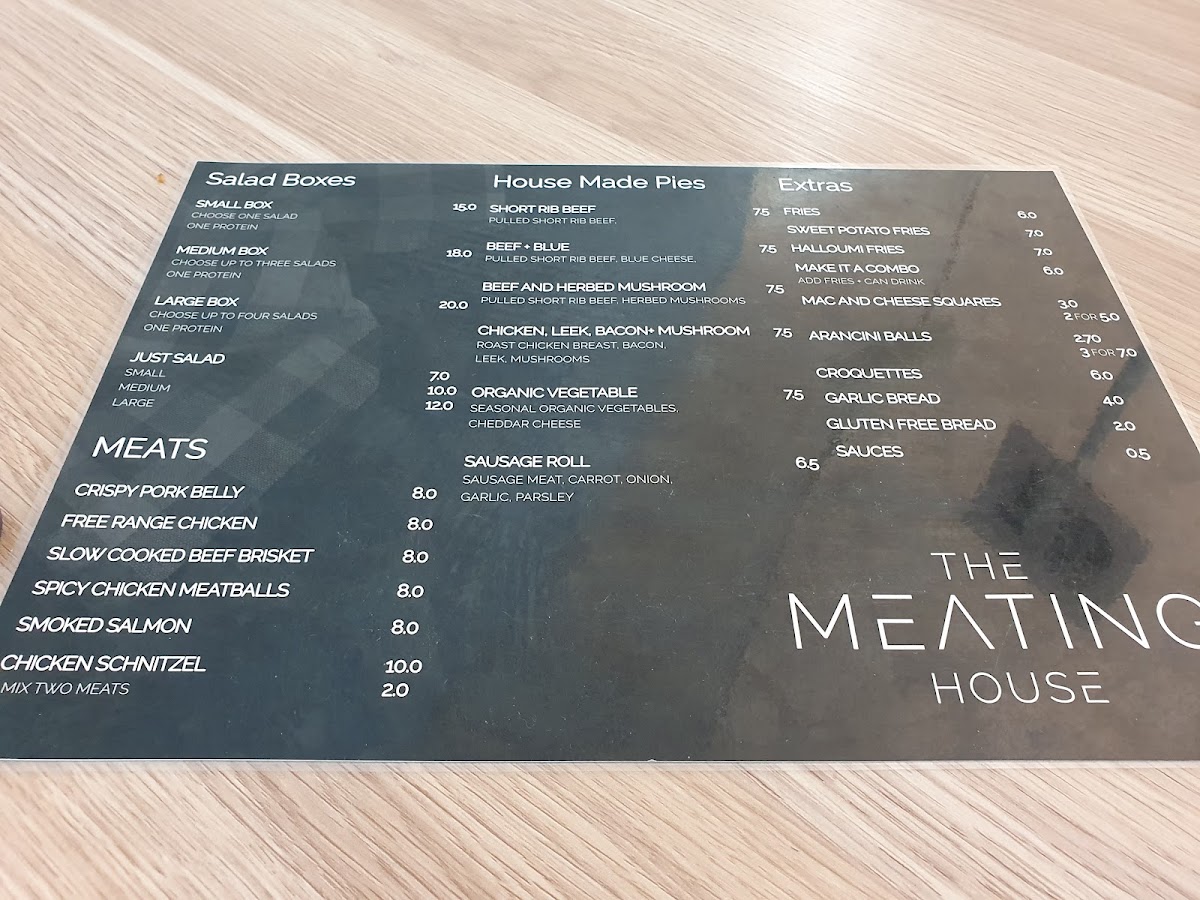 The Meating House menu board