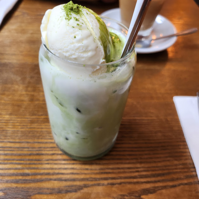 Iced Matcha with Ice Cream and Honey