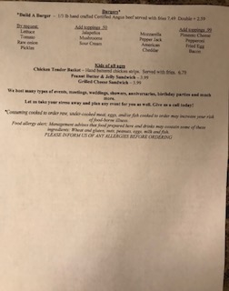 Giggles Cafe menu board