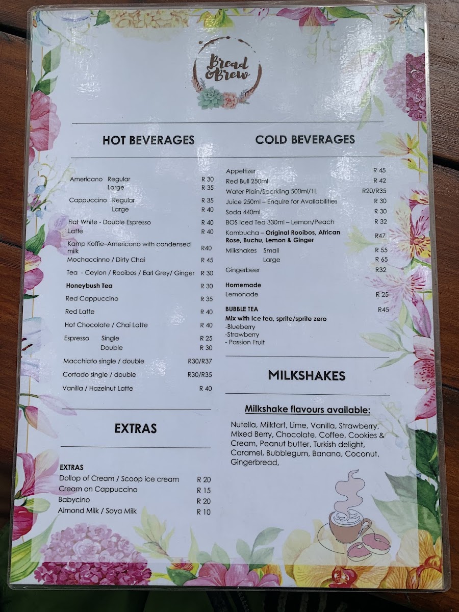 Bread & Brew menu board