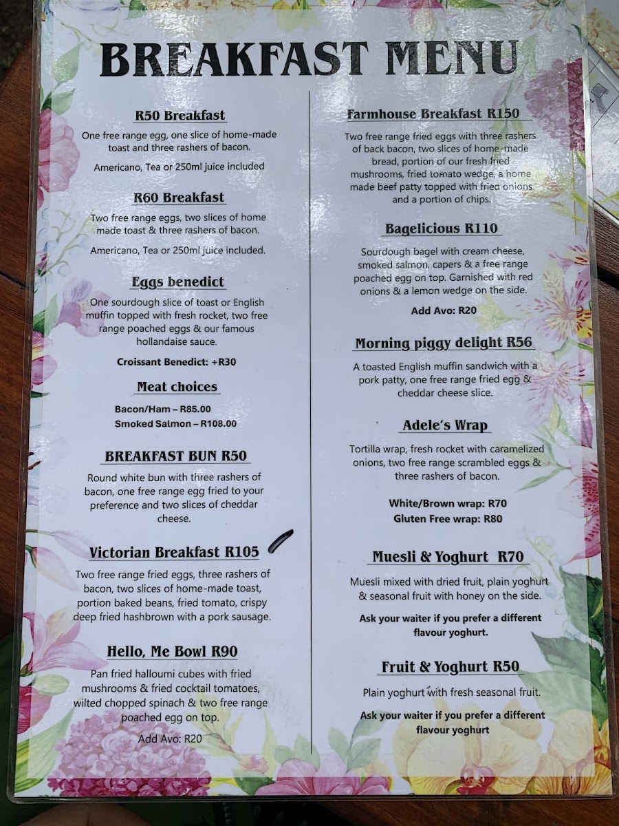 Bread & Brew menu board