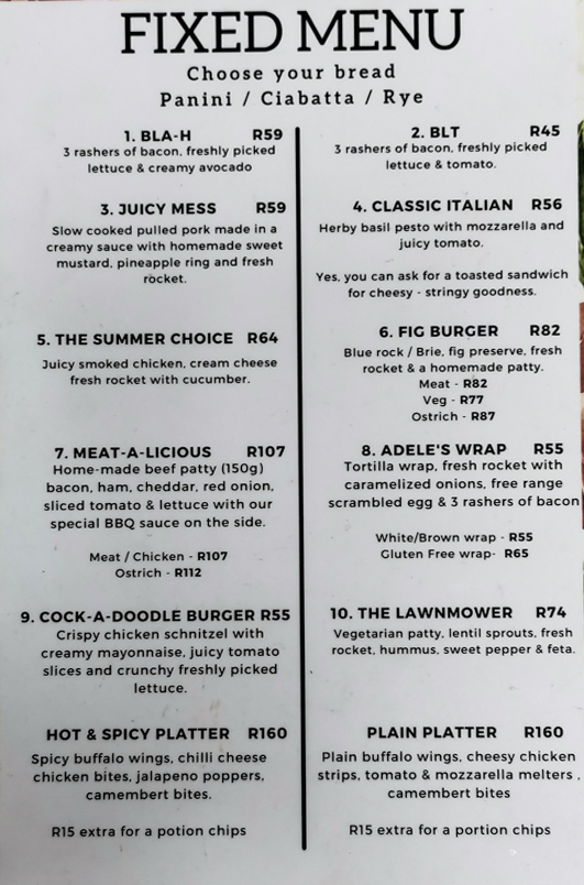 Bread & Brew menu board