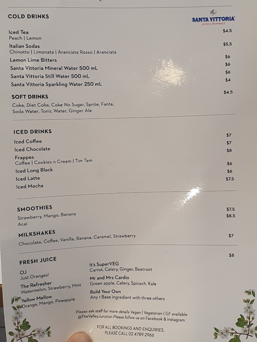 The Valley Junction Caddens menu board