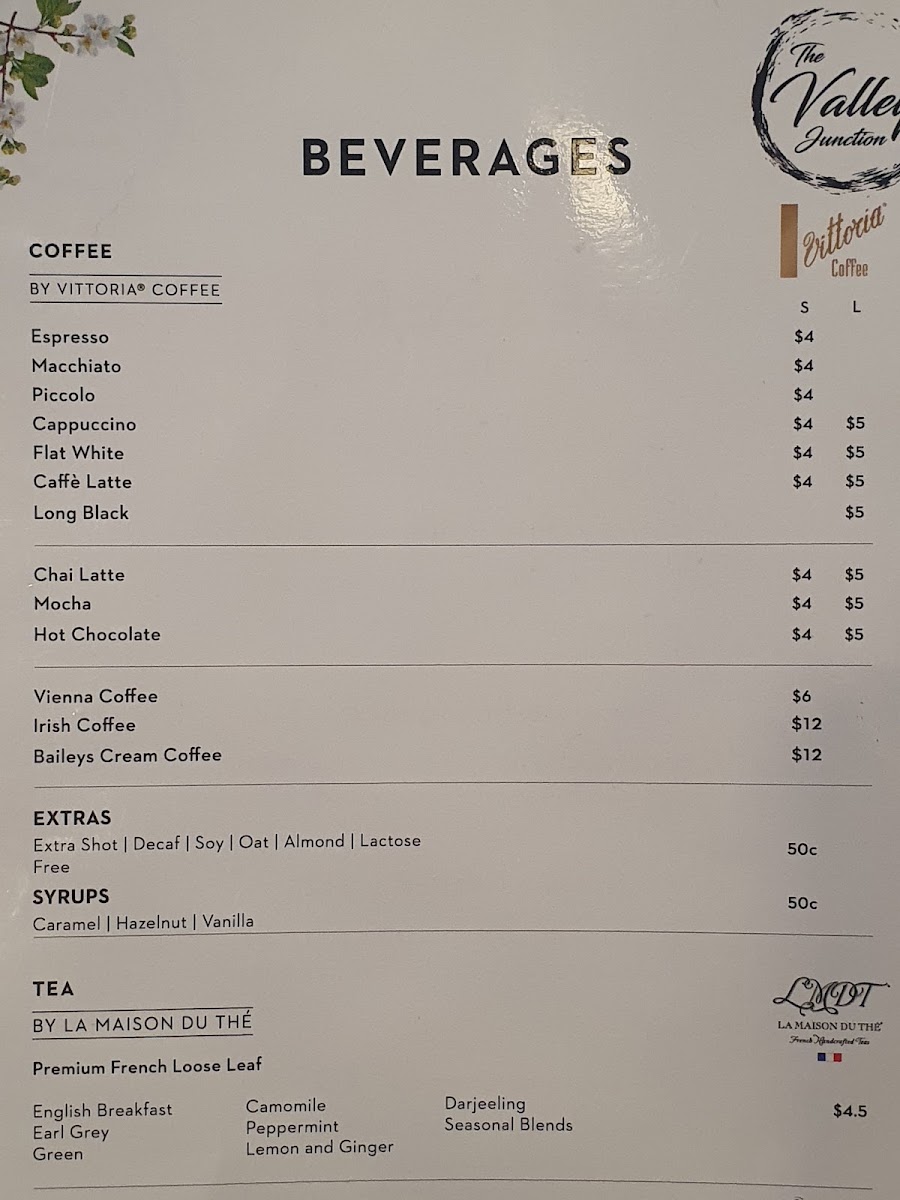 The Valley Junction Caddens menu board