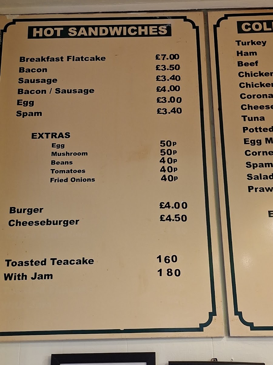 The Granary menu board