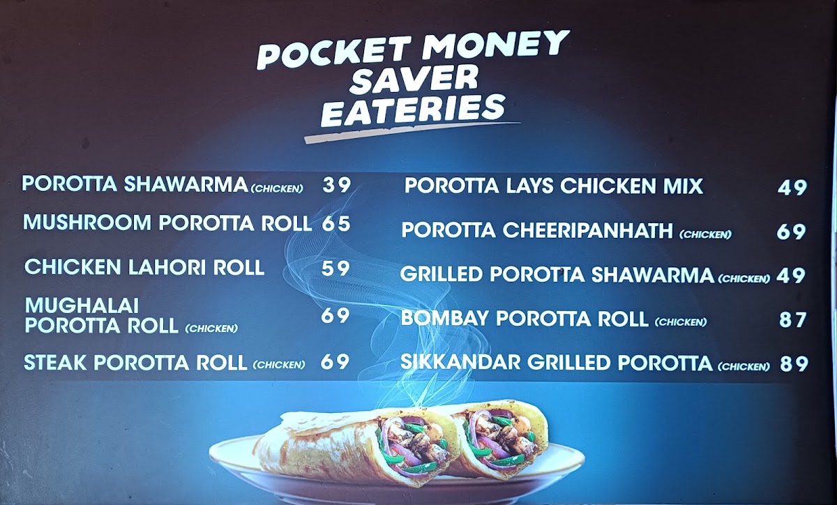 Olive Street Food Cafe - Kasaragod menu board
