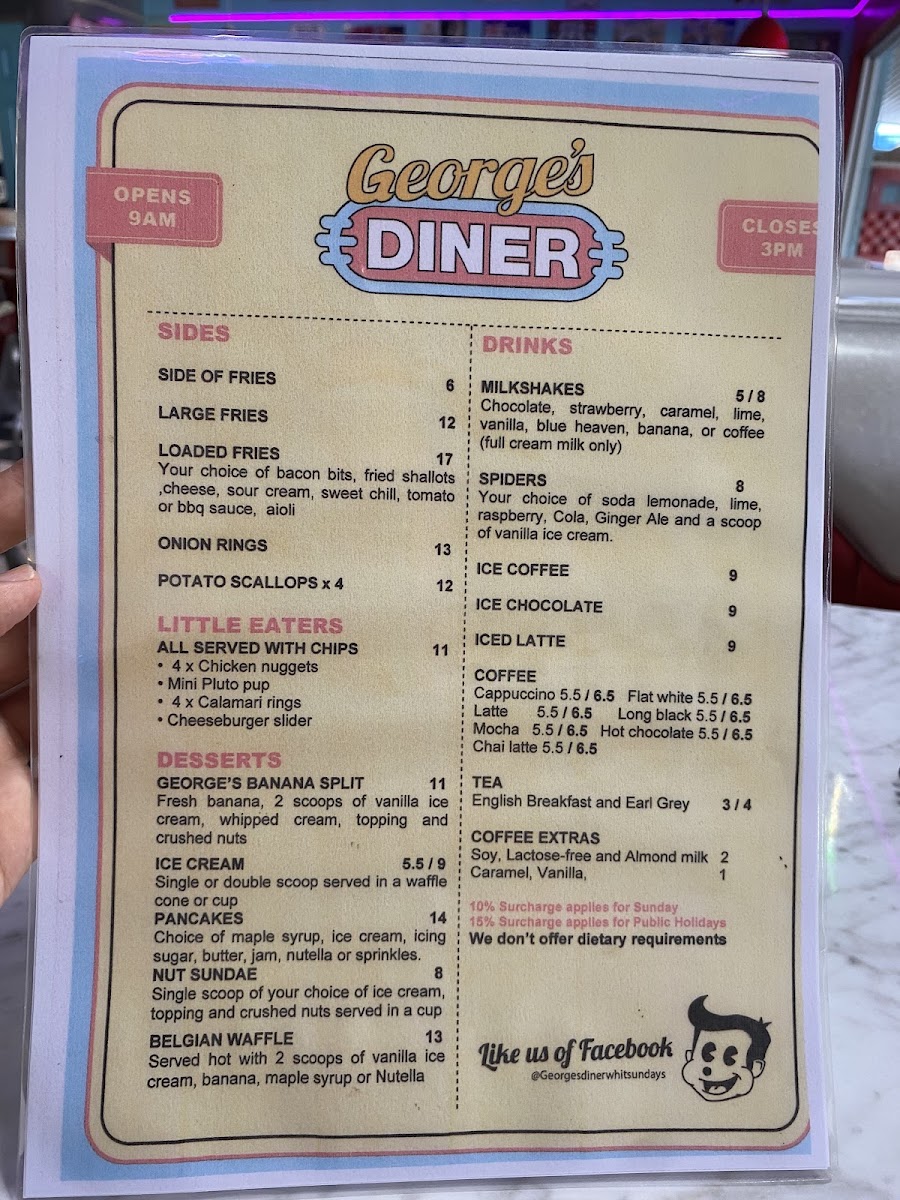 George’s Diner menu board