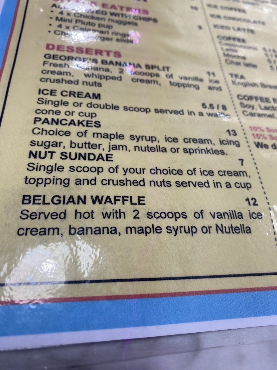 George’s Diner menu board