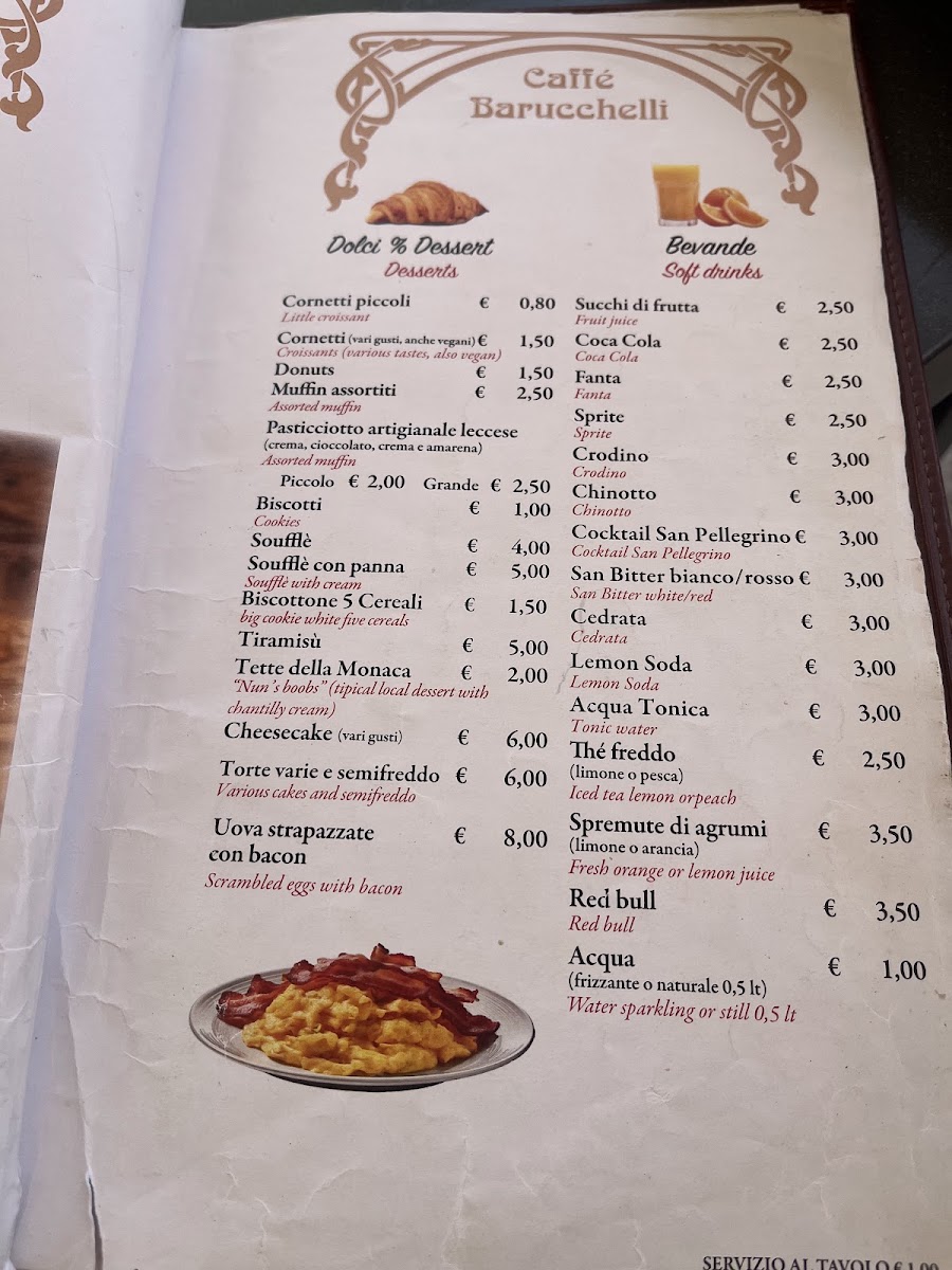 Barucchelli menu board