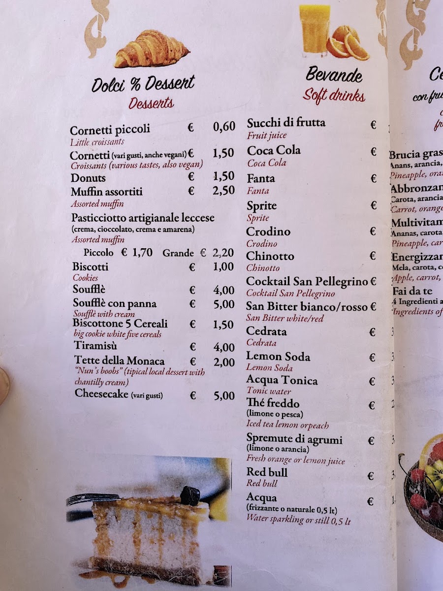 Barucchelli menu board