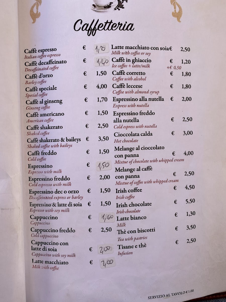 Barucchelli menu board