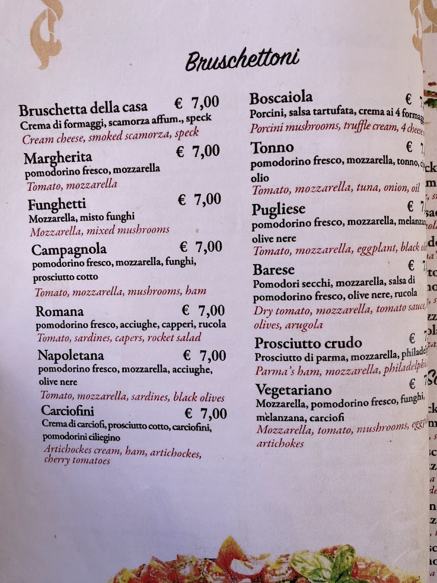 Barucchelli menu board