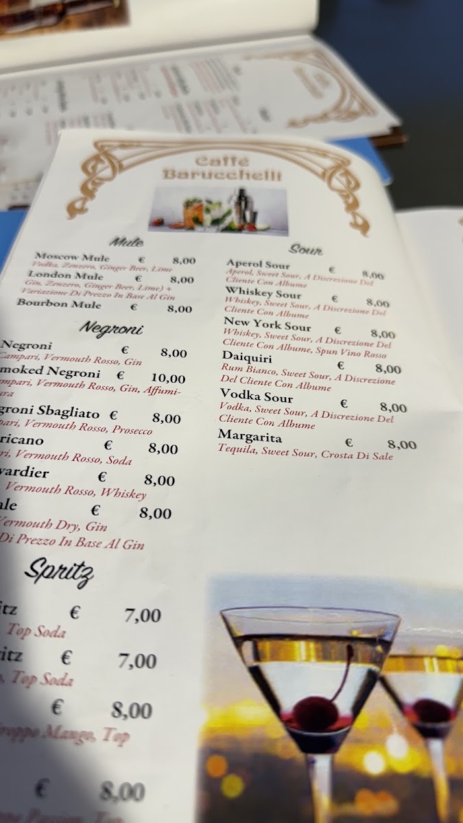 Barucchelli menu board
