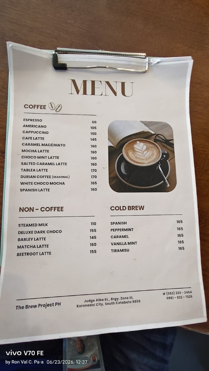 The Brew Project PH menu board