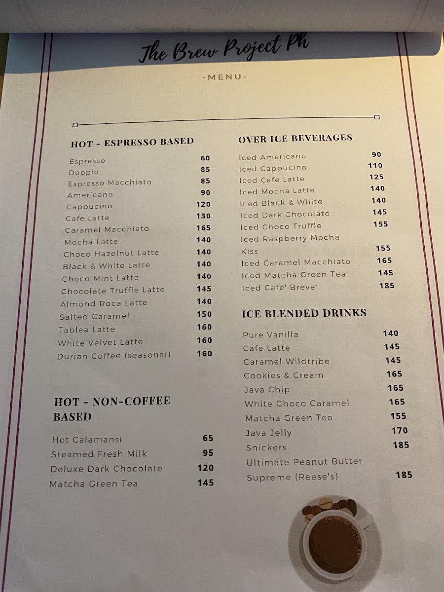 The Brew Project PH menu board