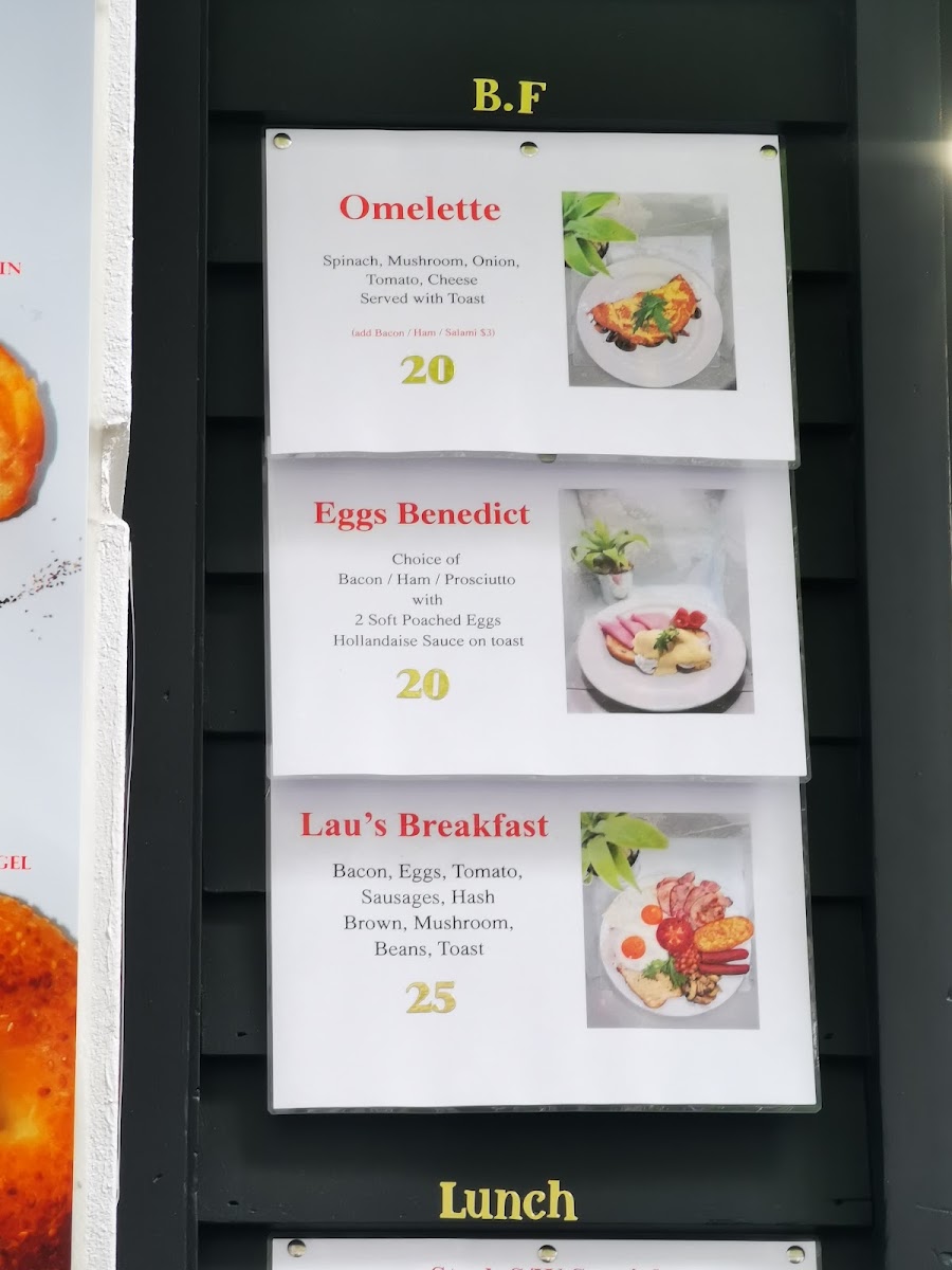 Lau’s Café 888 menu board