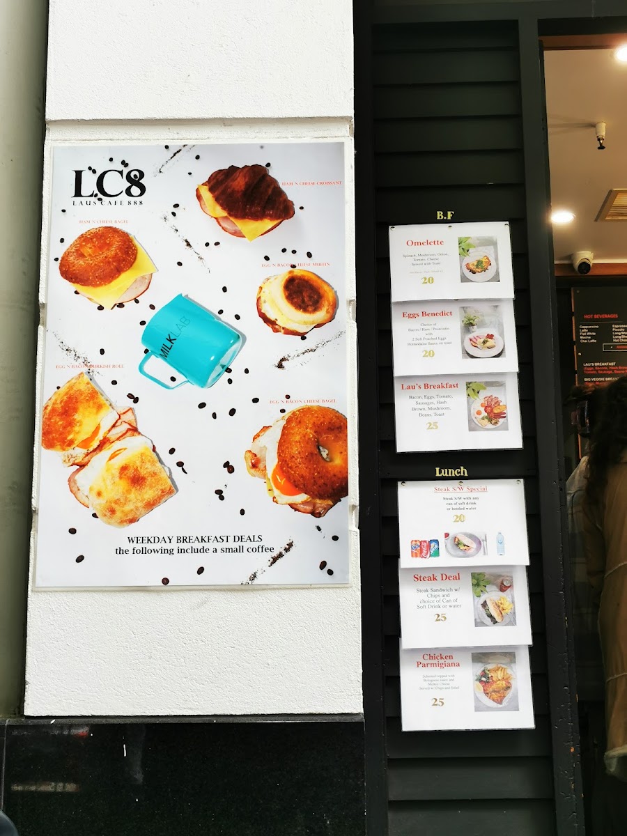 Lau’s Café 888 menu board
