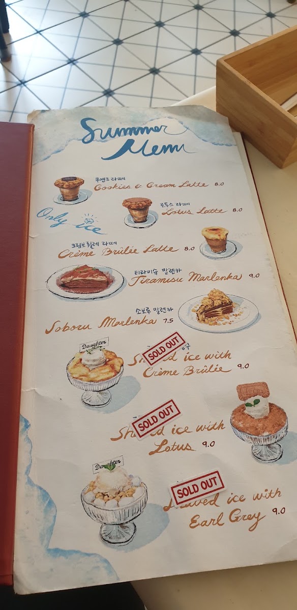 Daughter menu board