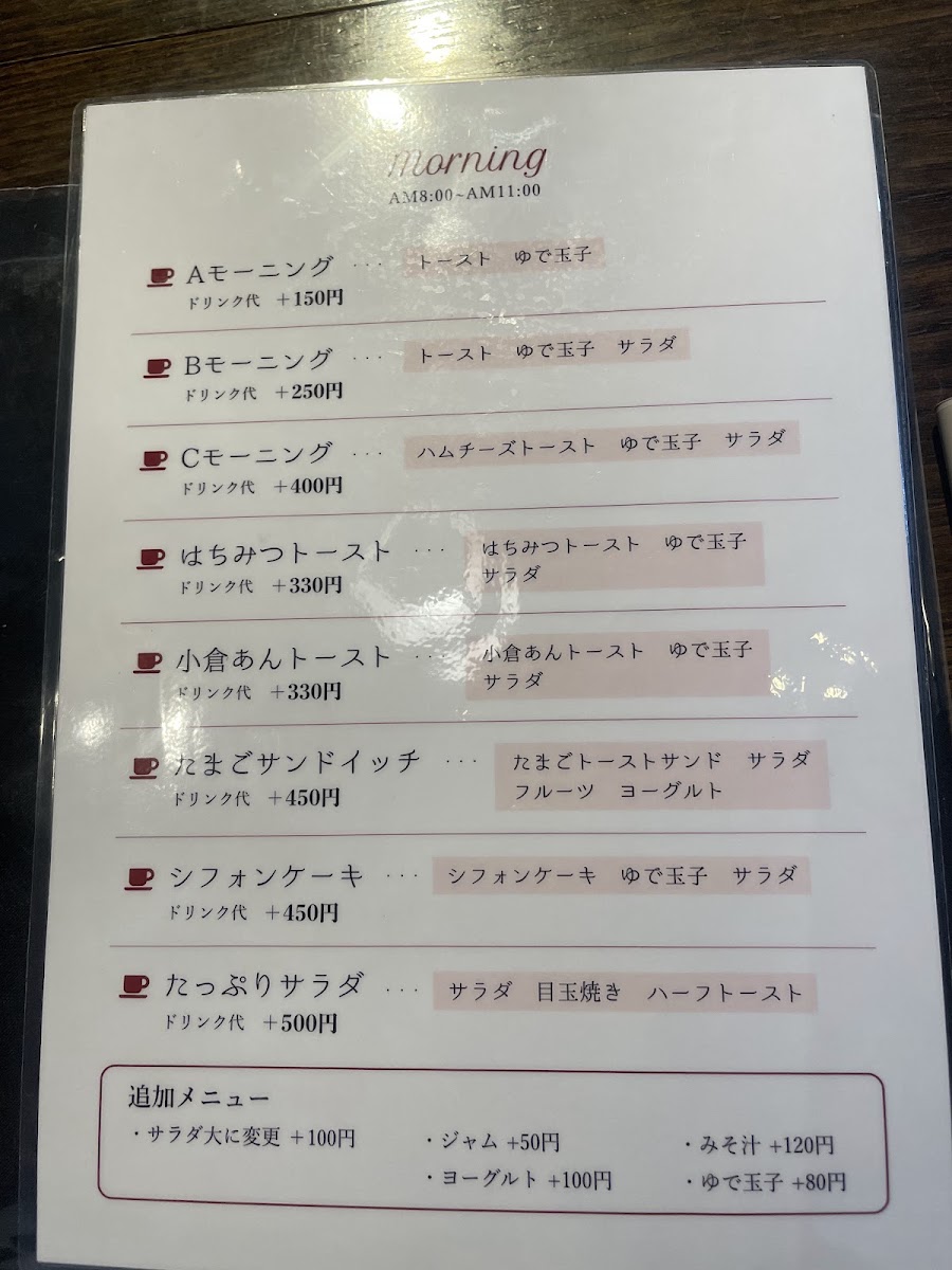 cafe MONTE menu board