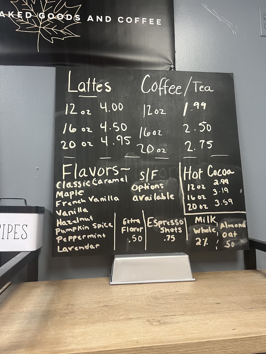 The Maple Cafe menu board