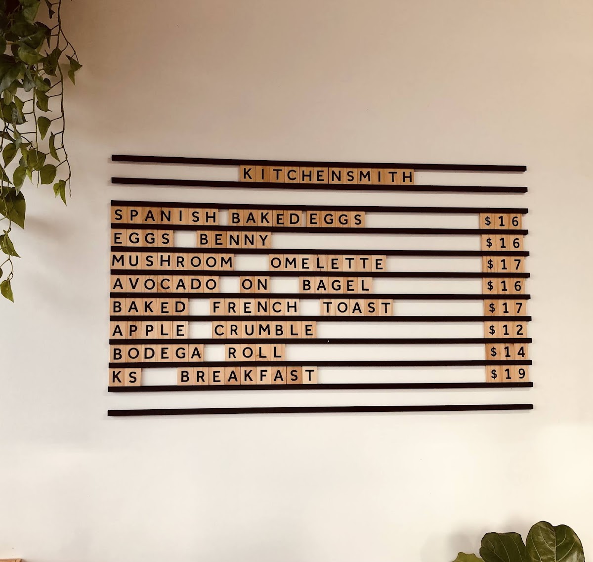 Kitchensmith menu board