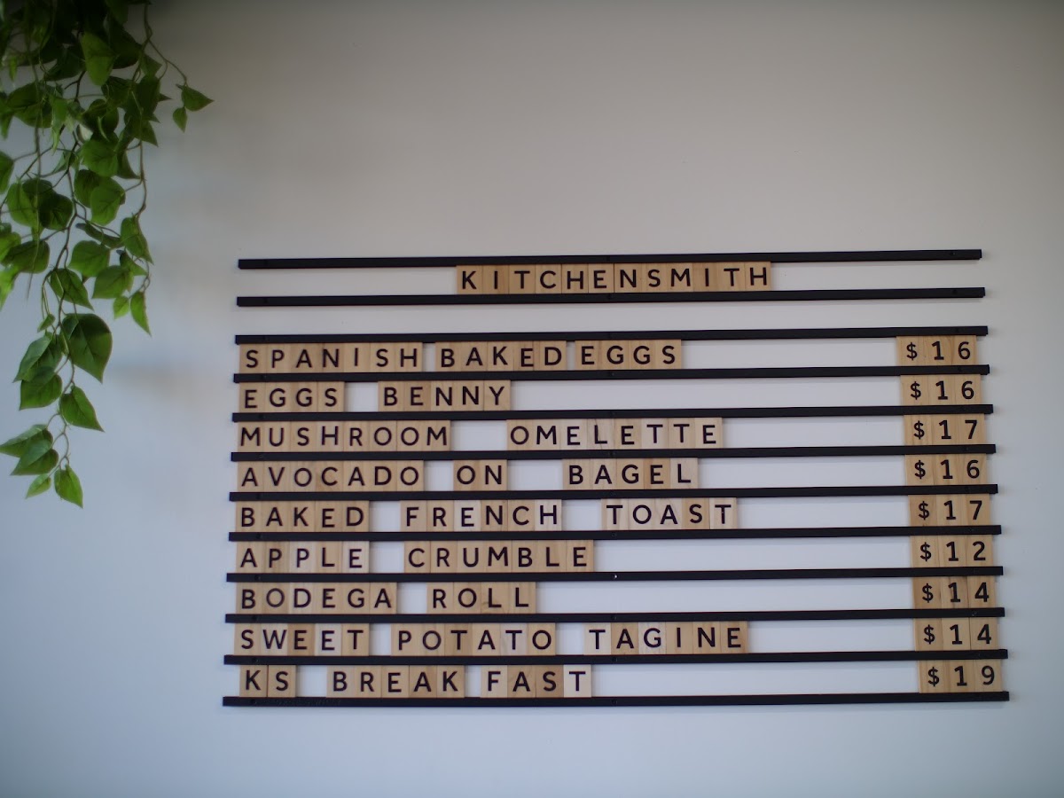 Kitchensmith menu board