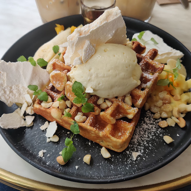 Pina Colada Waffles and Iced Coffees