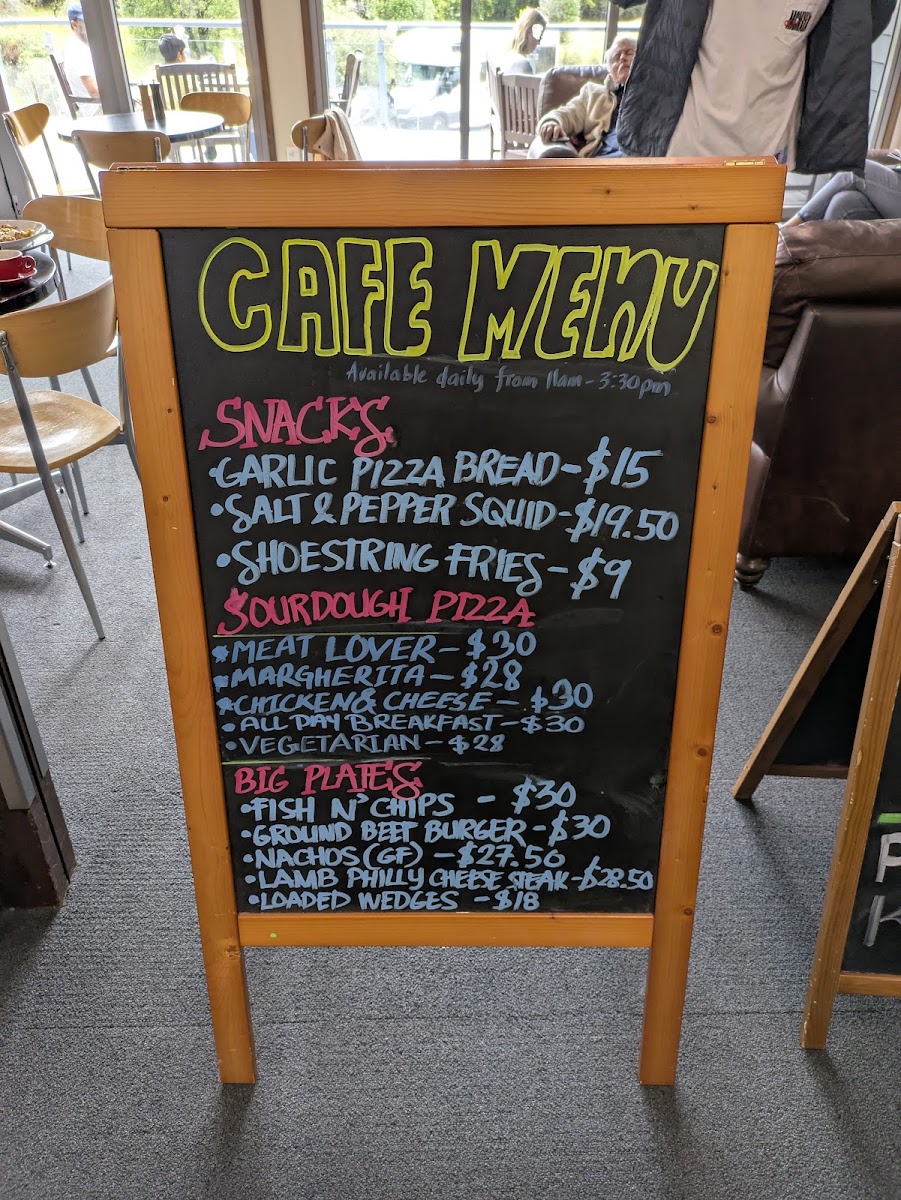 Sir Edmund Hillary Cafe & Bar menu board