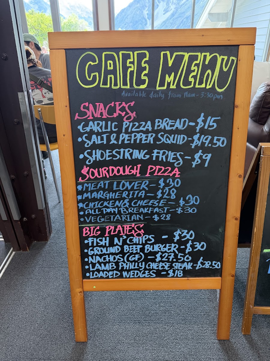 Sir Edmund Hillary Cafe & Bar menu board