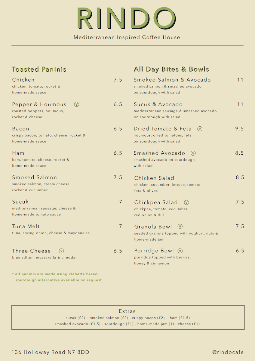 Rindo menu board