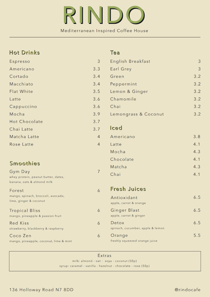 Rindo menu board