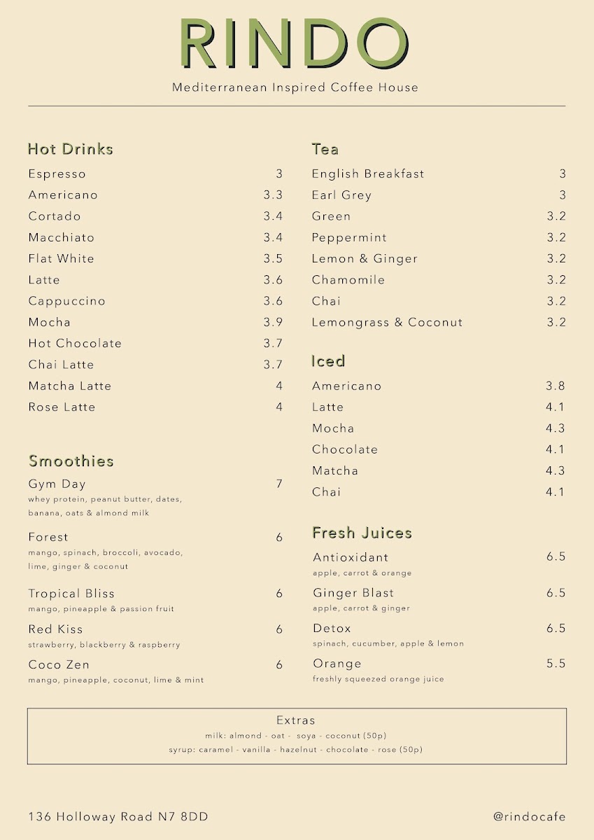 Rindo menu board