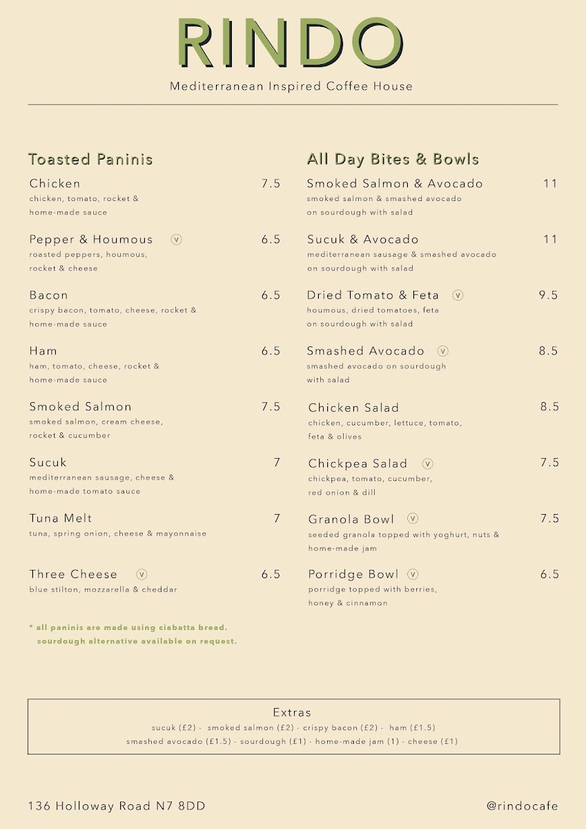 Rindo menu board