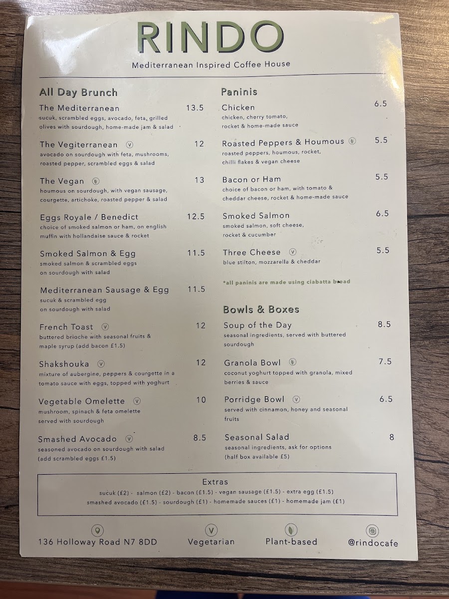 Rindo menu board