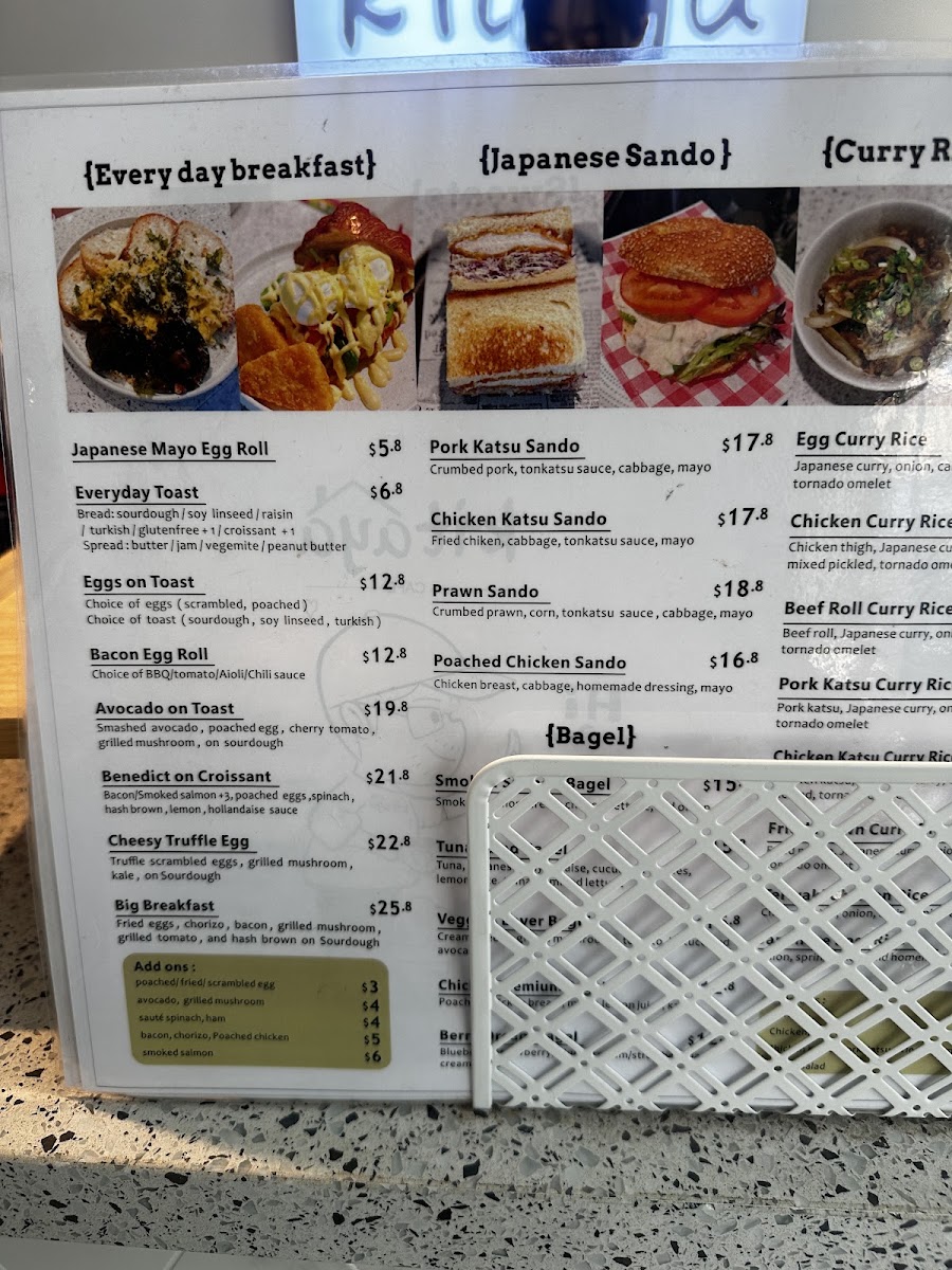 Kitaya Cafe Chatswood menu board