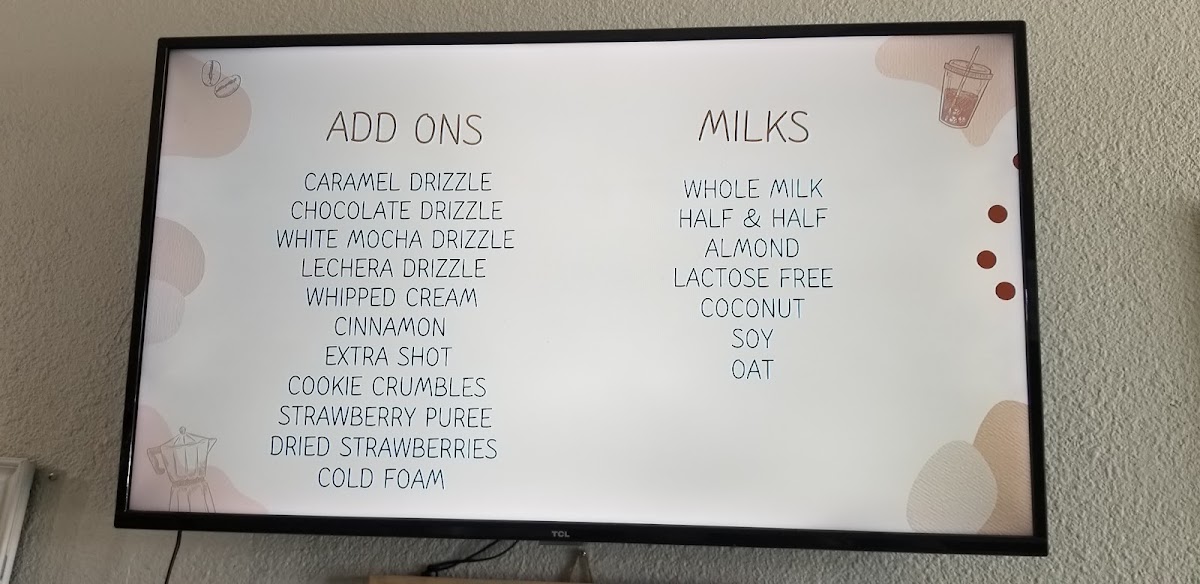 Azul Cafe San Luis menu board