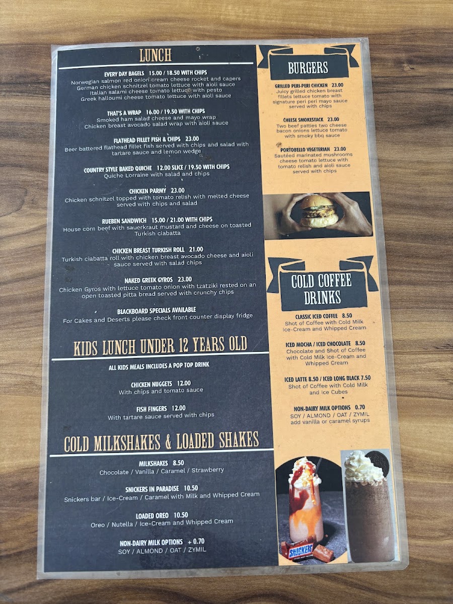 Harry's Place Cafe menu board