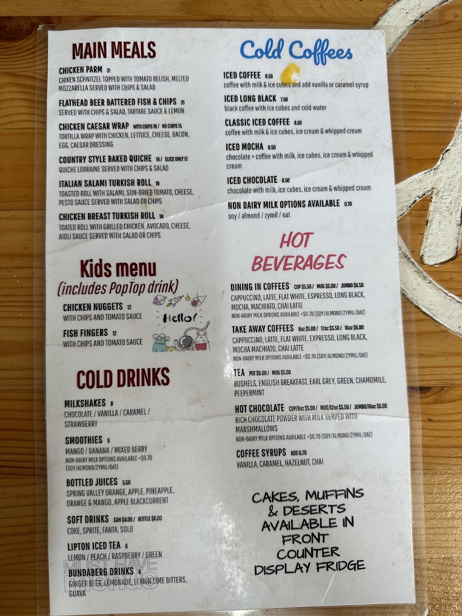 Harry's Place Cafe menu board