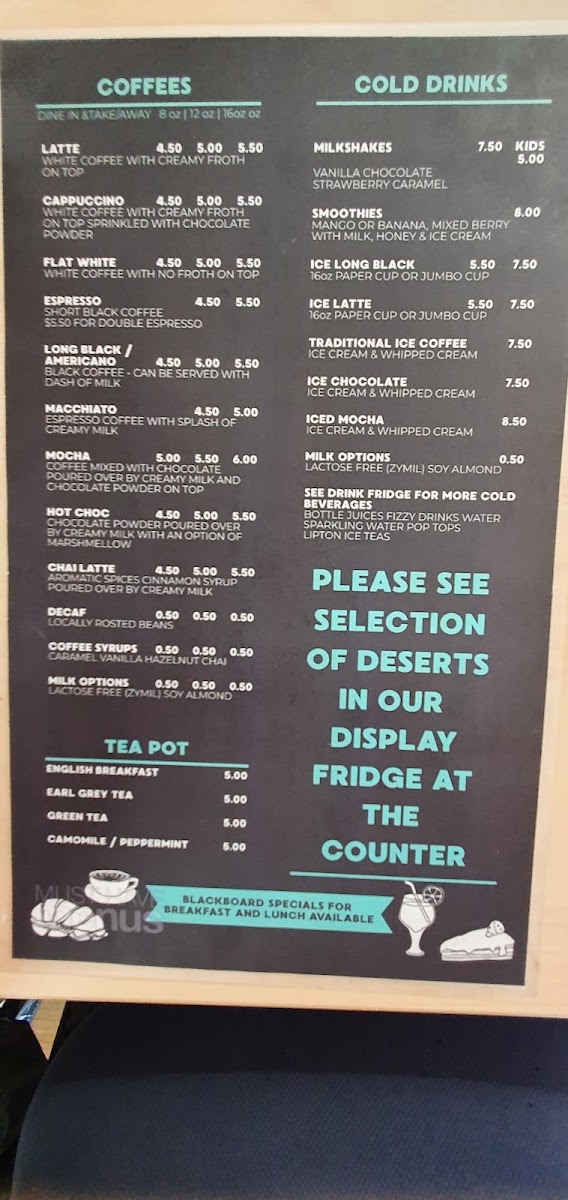 Harry's Place Cafe menu board
