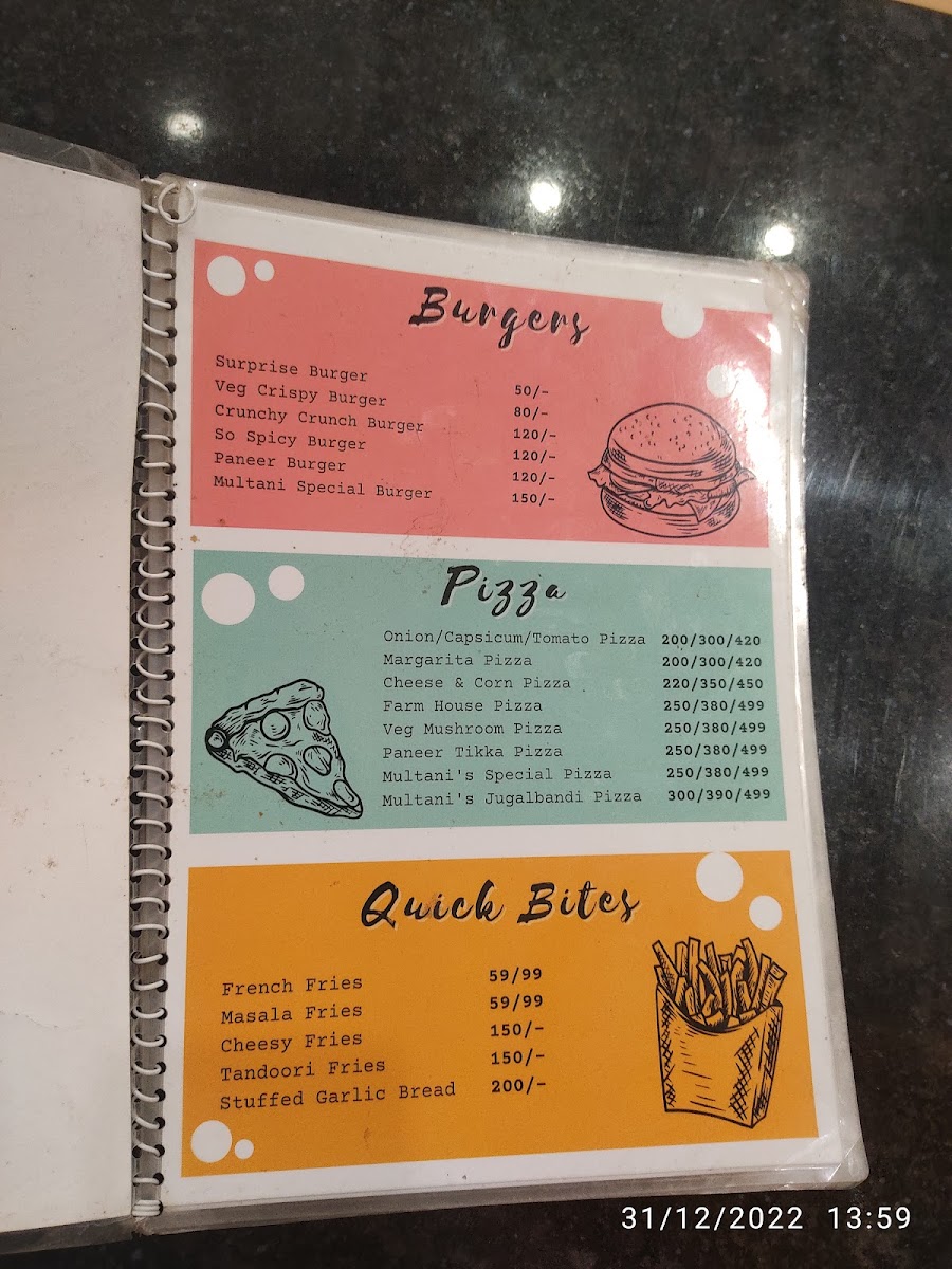 Multanis cafe menu board