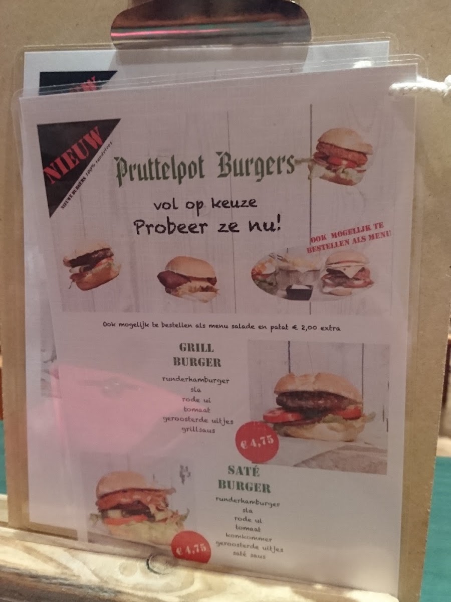 Cafetaria Lunchroom de Pruttelpot menu board