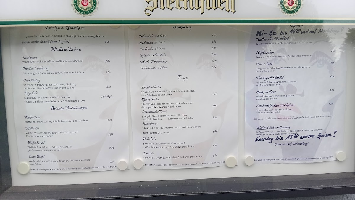 Café Lili Marleen Plauen menu board