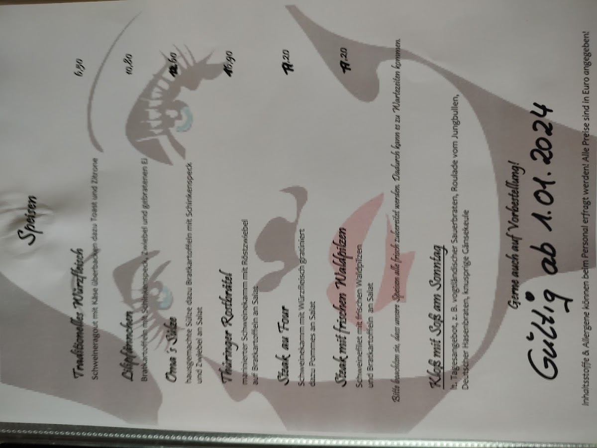 Café Lili Marleen Plauen menu board