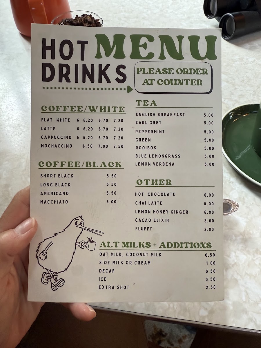 The Snuggery menu board